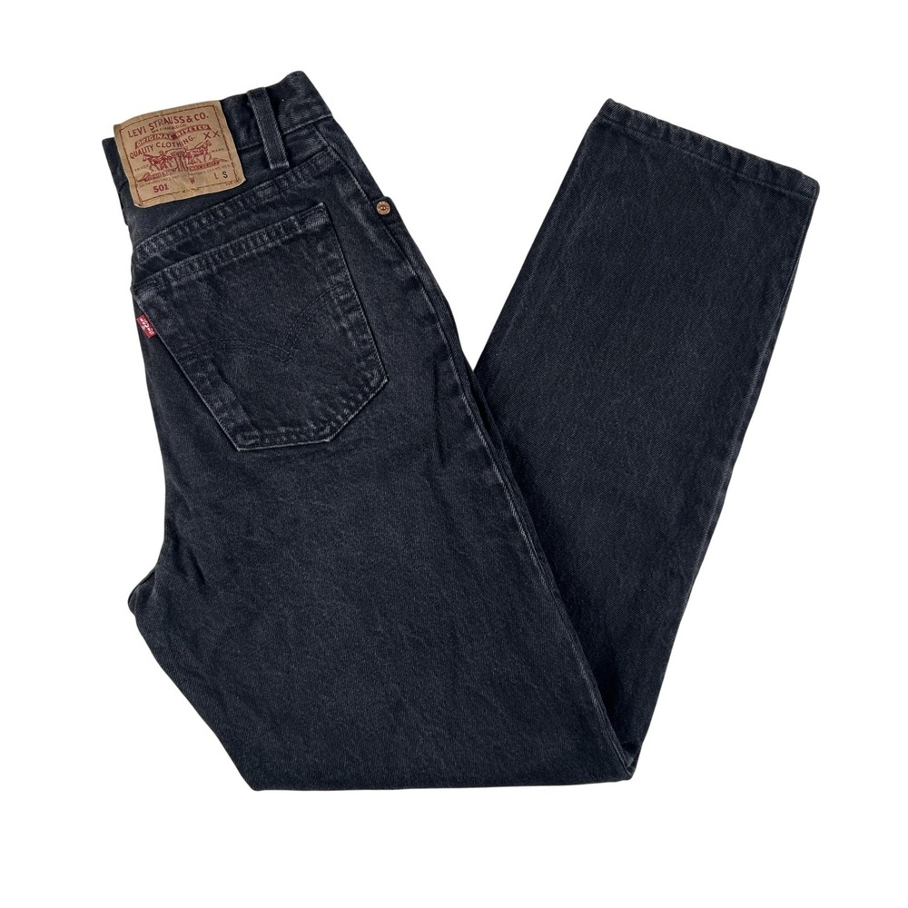 Vintage Levis 501 Jeans Womens 9 Short 28x29 Charcoal High Rise Straight USA 90s
